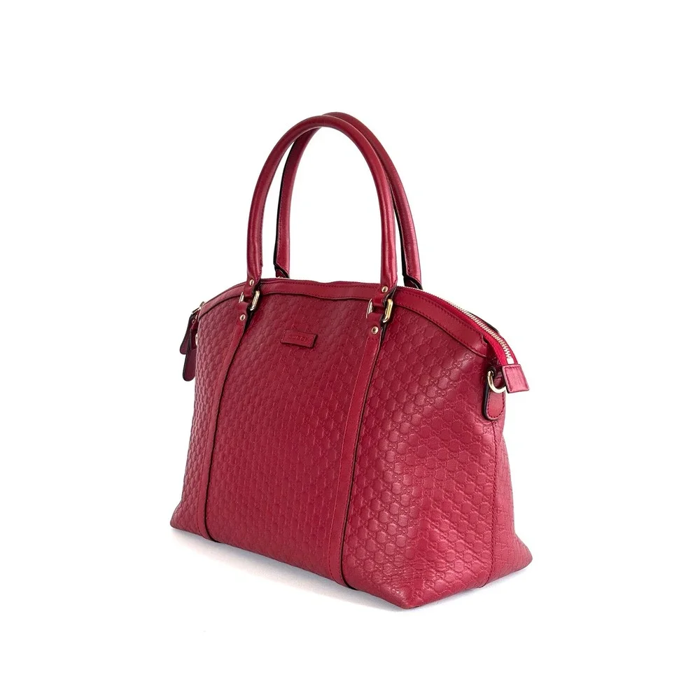 Gucci Microguccissima Red Leather Dome Satchel Bag Gold Hardware 449663